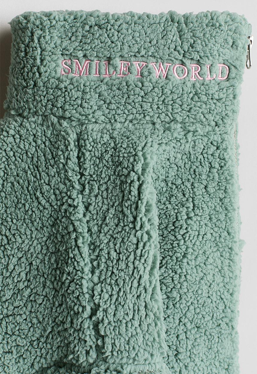 H&M - Motif-detail teddy jacket - green/smileyworld