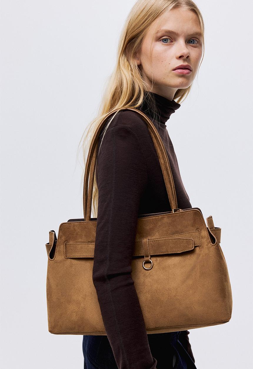 H&M - Strap-detail tote bag - brown