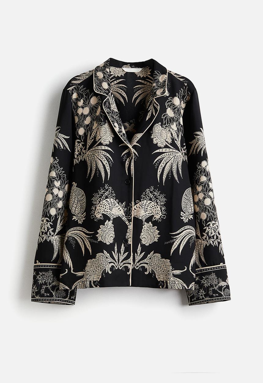 H&M - Printed resort shirt - black/patterned