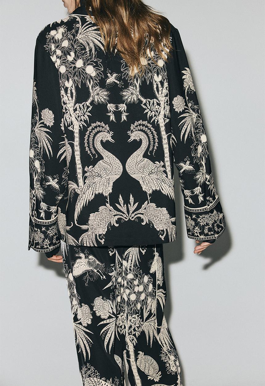 H&M - Printed resort shirt - black/patterned