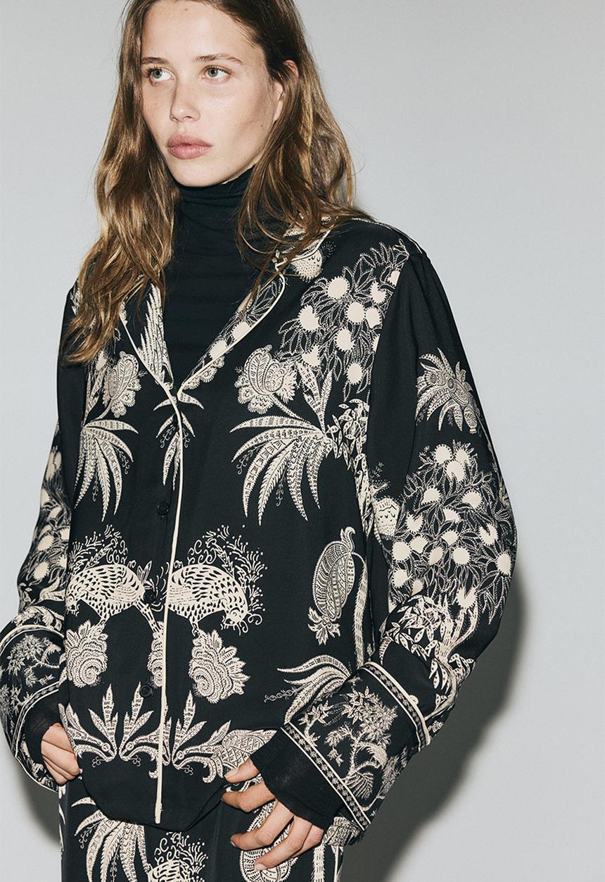 H&M - Printed resort shirt - black/patterned