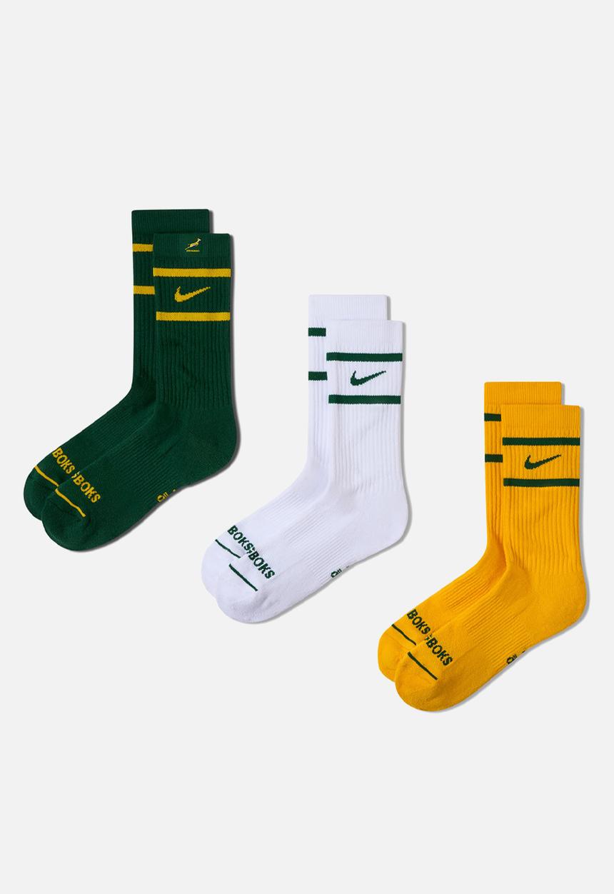 Nike - Springbok Everyday Cushioned Socks  3PK - Green/Gold/White