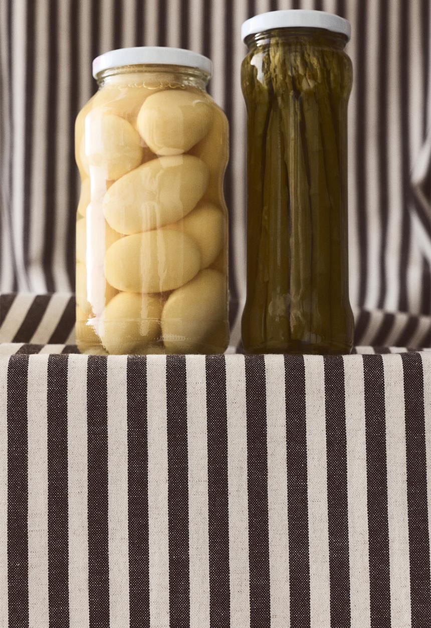 H&M - Linen-blend tablecloth - dark brown/striped
