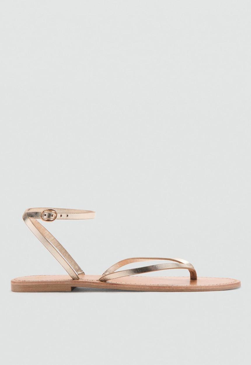 MANGO - Sandra t-bar ankle strap - gold