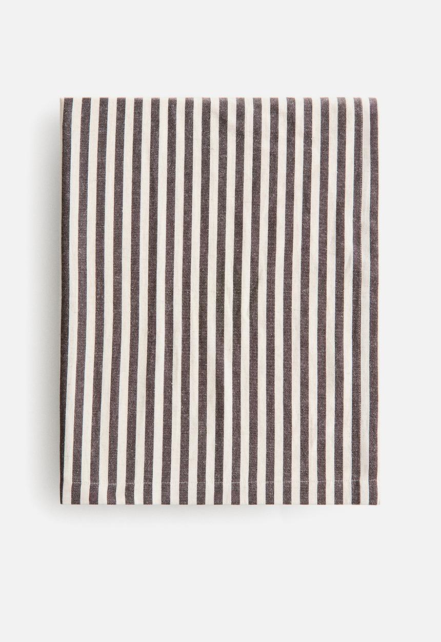 H&M - Linen-blend tablecloth - dark brown/striped