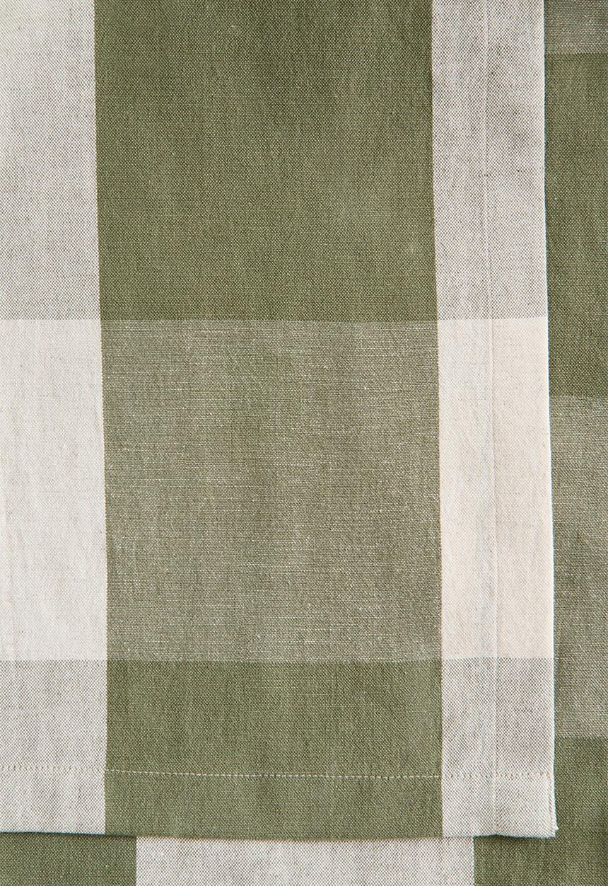 H&M - Linen-blend tablecloth - khaki green/gingham check