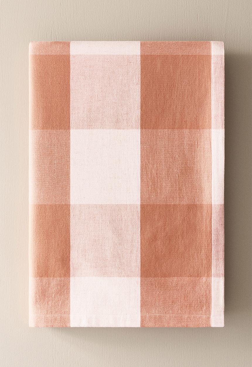 H&M - Linen-blend tablecloth - orange/gingham check