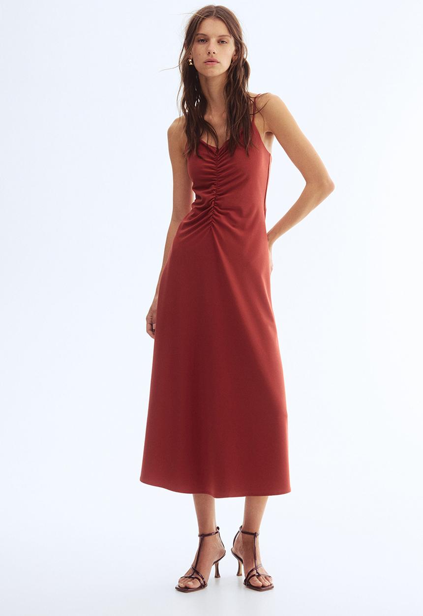 H&M - Gathered strappy dress - rust red