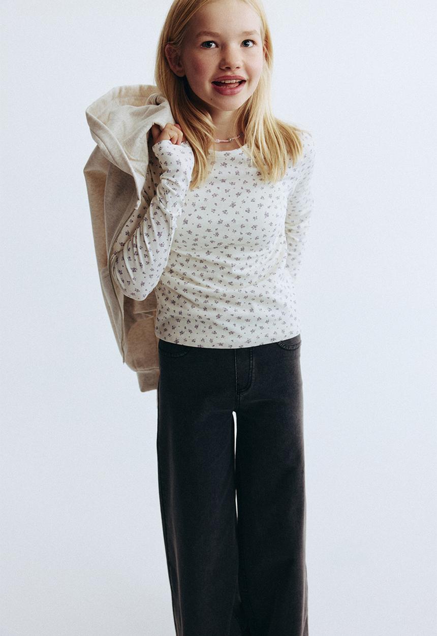 H&M - Denim-look wide trousers - dark denim grey