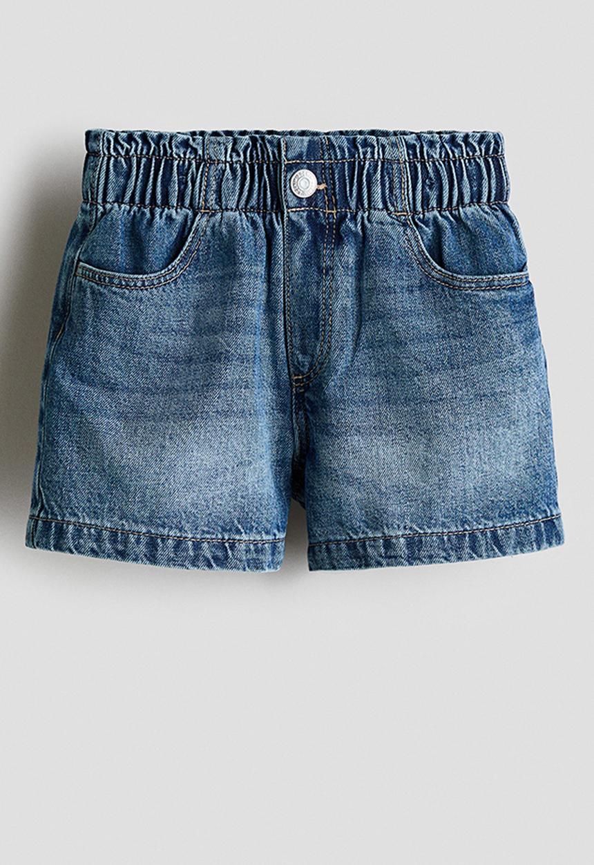 H&M - Paper bag denim shorts - denim blue
