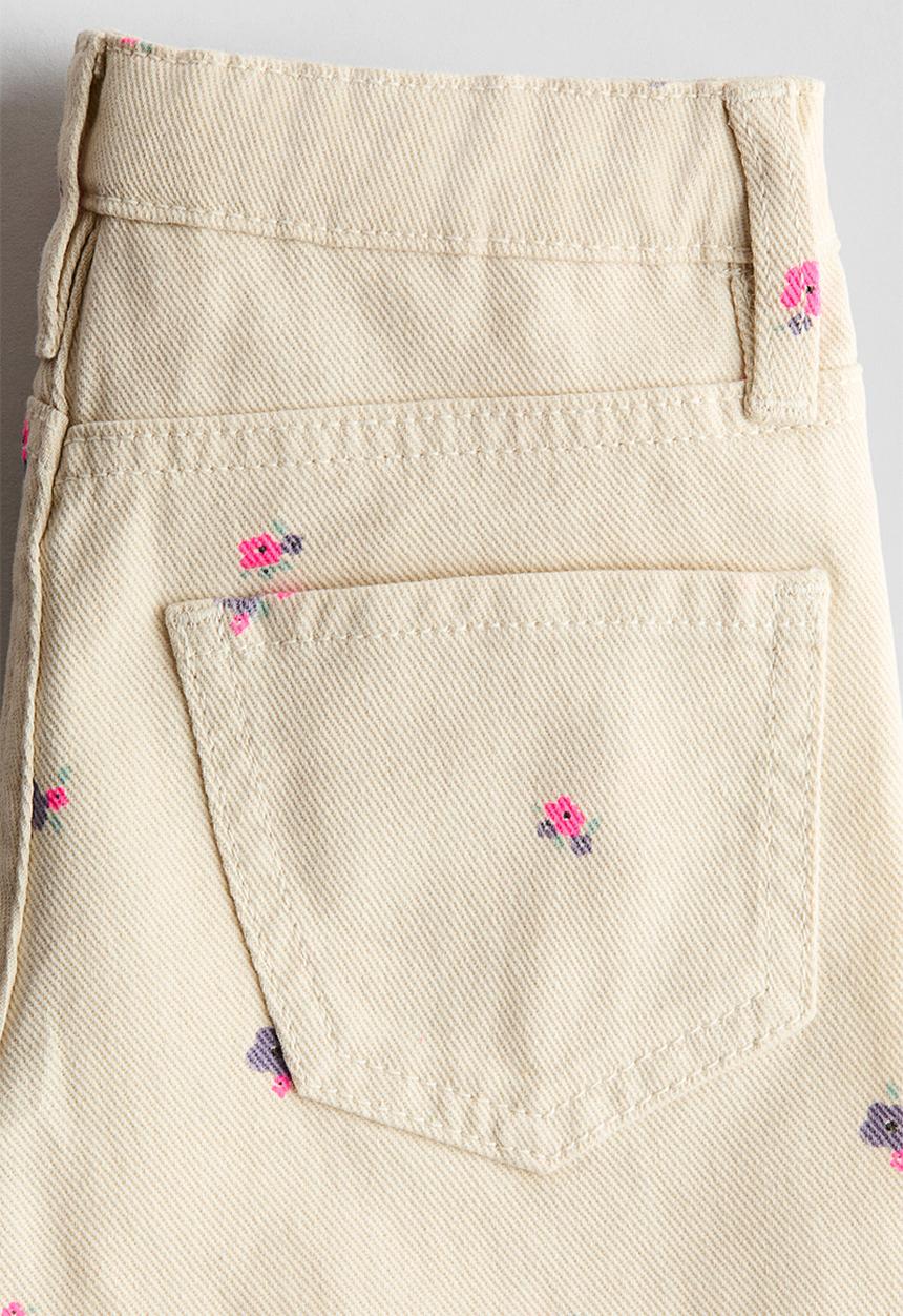 H&M - Printed cotton twill shorts - beige/floral