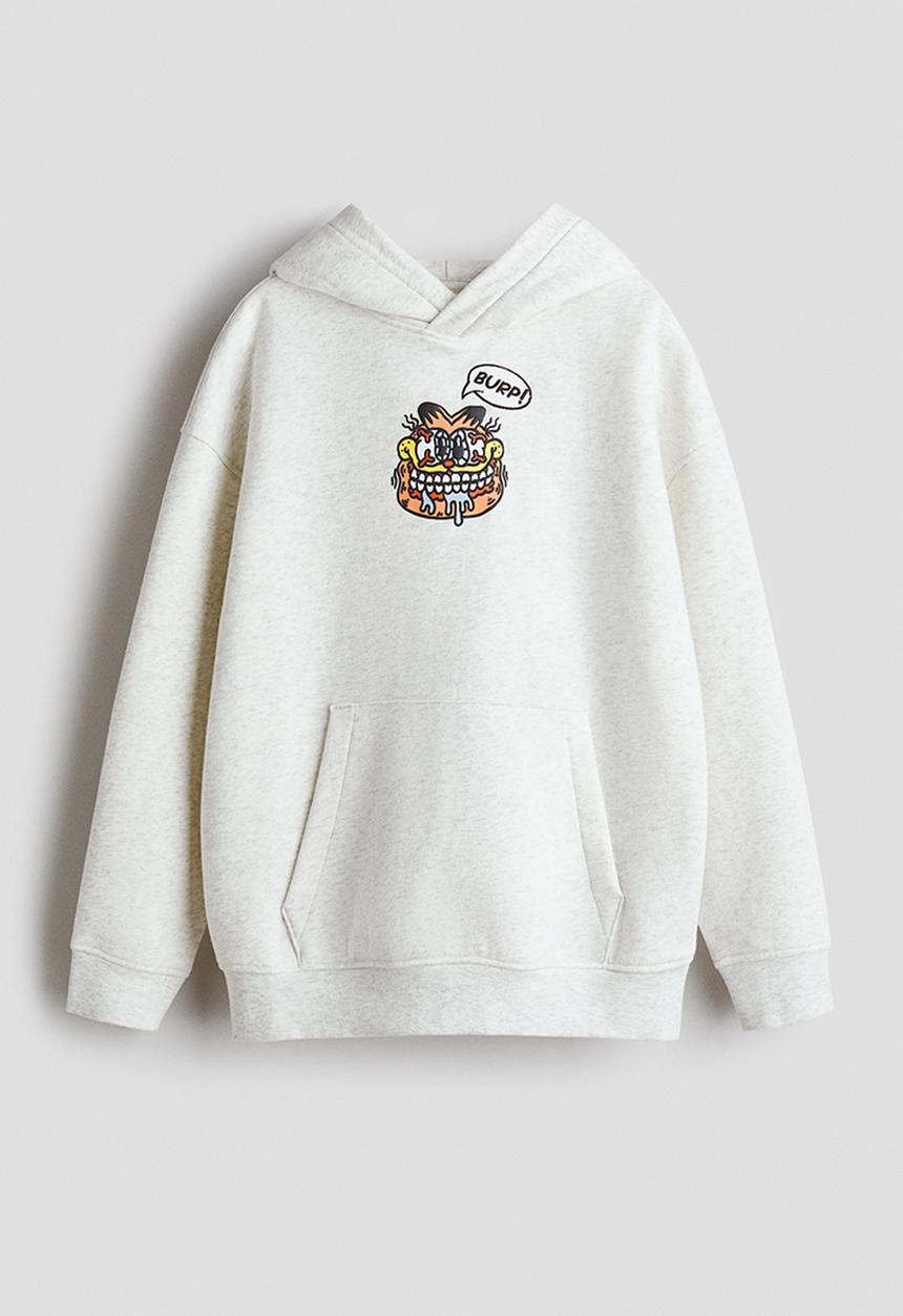 H&M - Printed hoodie - light grey marl/garfield