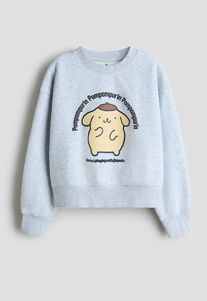 H&M - Print-motif sweatshirt - light grey marl/pompompurin