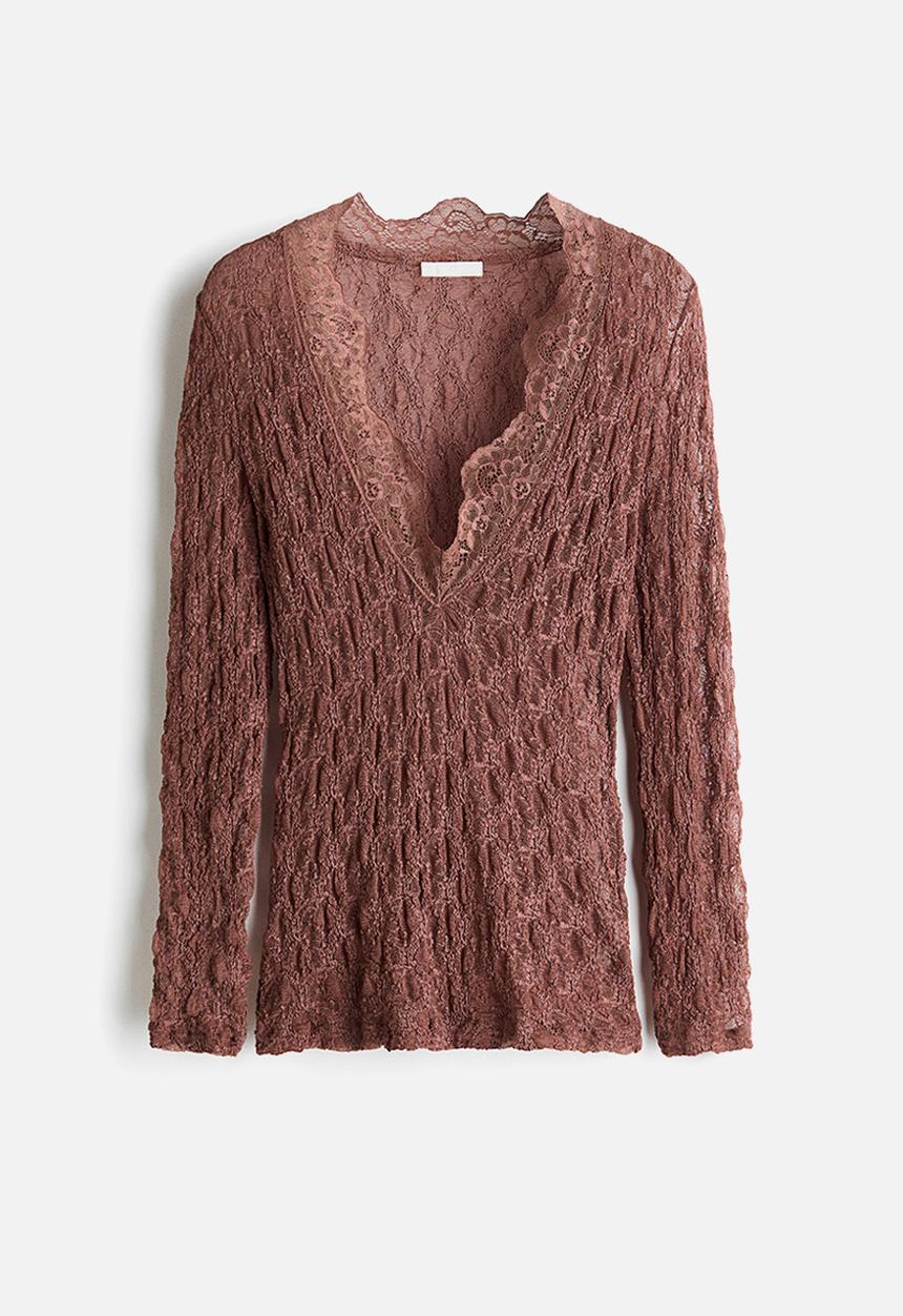 H&M - V-neck lace top - old rose
