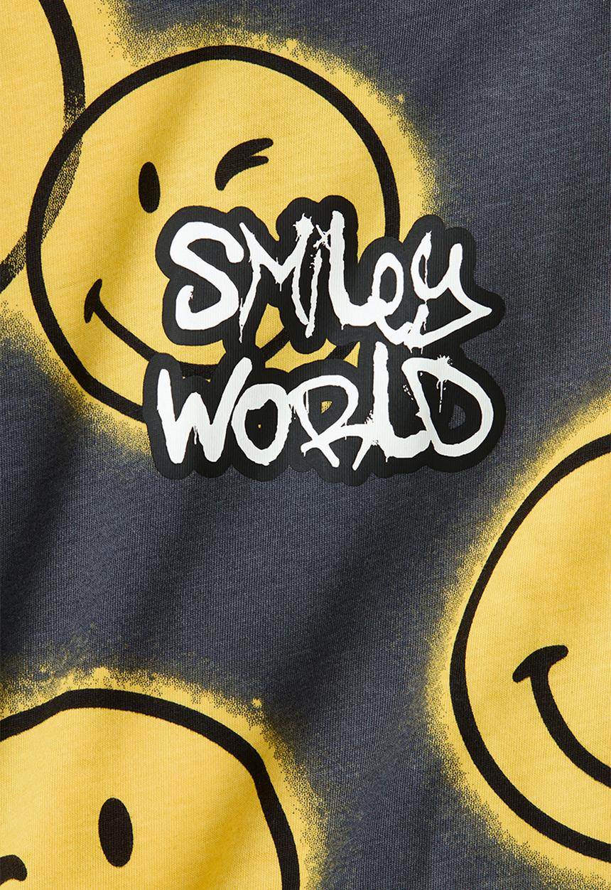 H&M - Printed T-shirt - dark grey/smileyworld