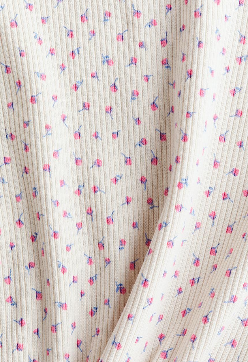 H&M - Ribbed cotton top - cream/floral