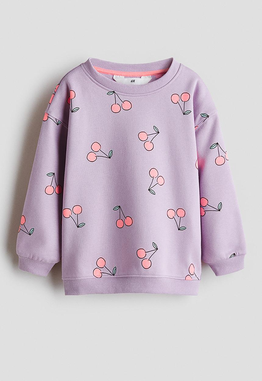 H&M - Printed brushed-inside sweatshirt - purple/cherries