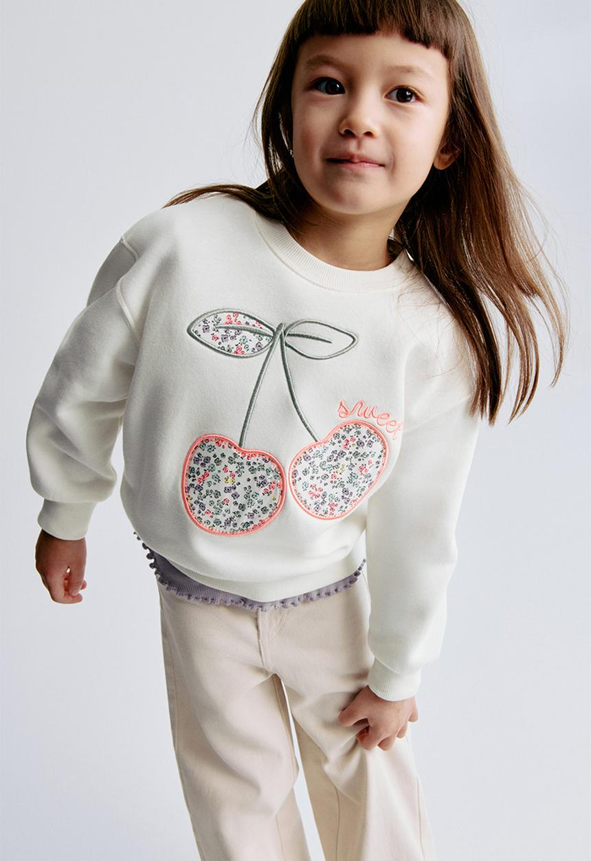 H&M - Motif-detail sweatshirt - white/cherries