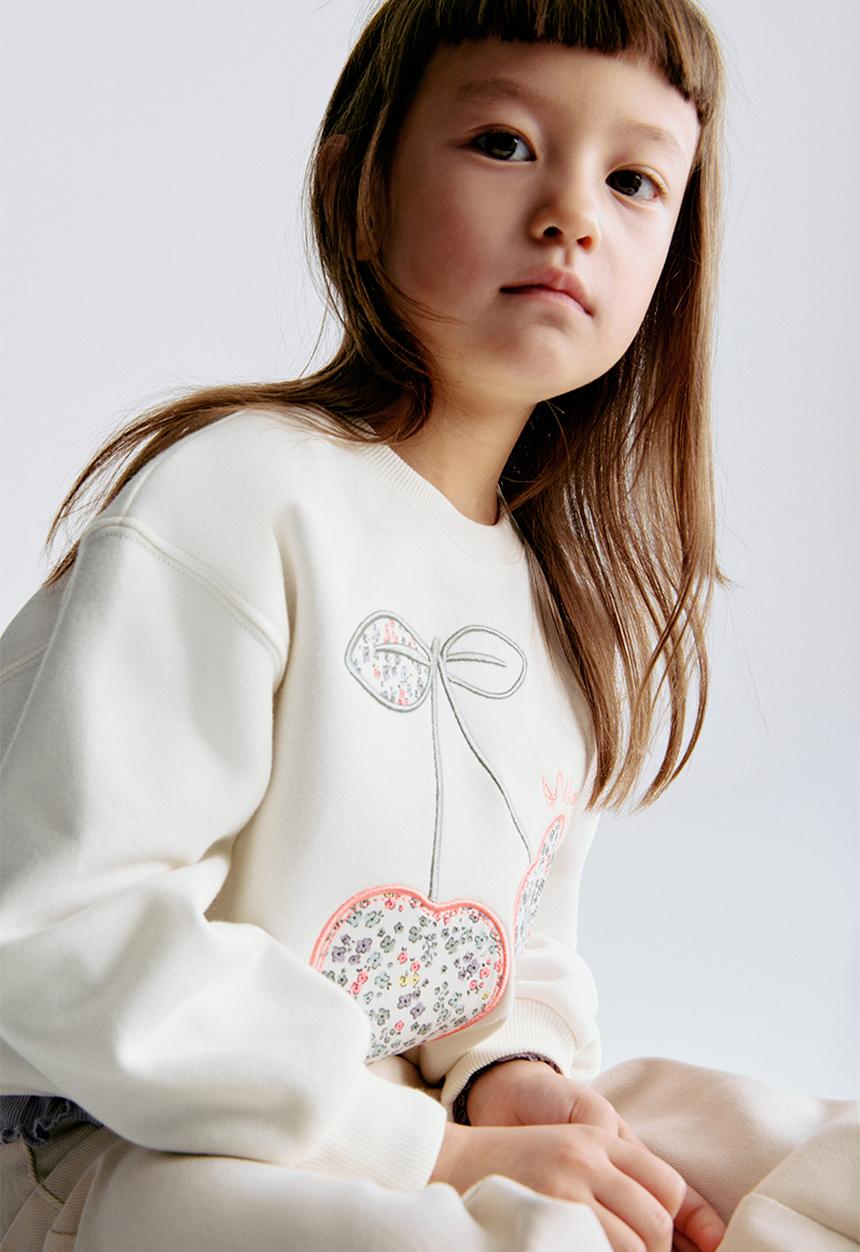 H&M - Motif-detail sweatshirt - white/cherries
