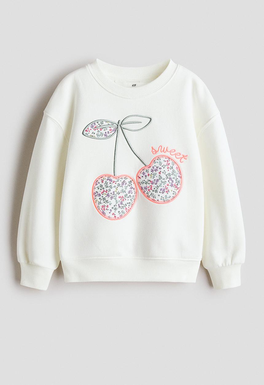 H&M - Motif-detail sweatshirt - white/cherries