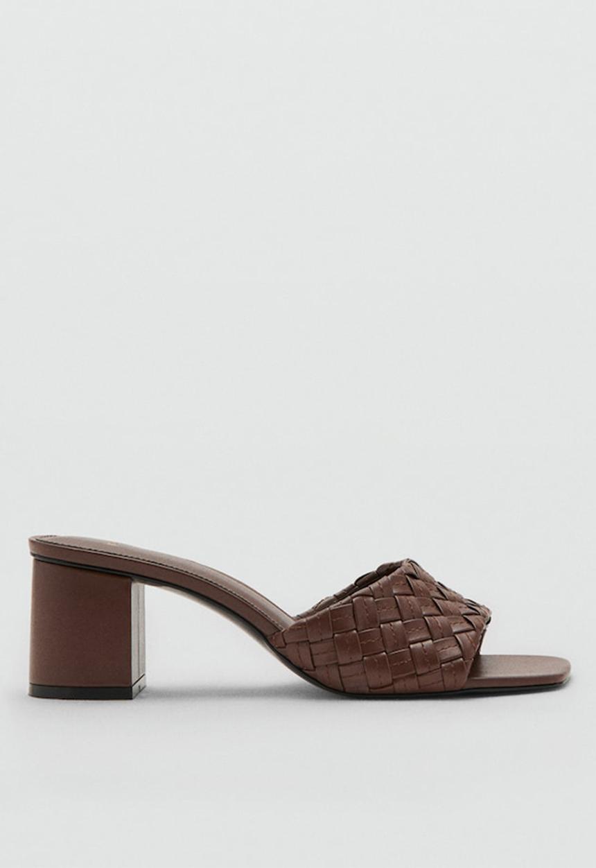MANGO - Braid open toe mule - dark brown