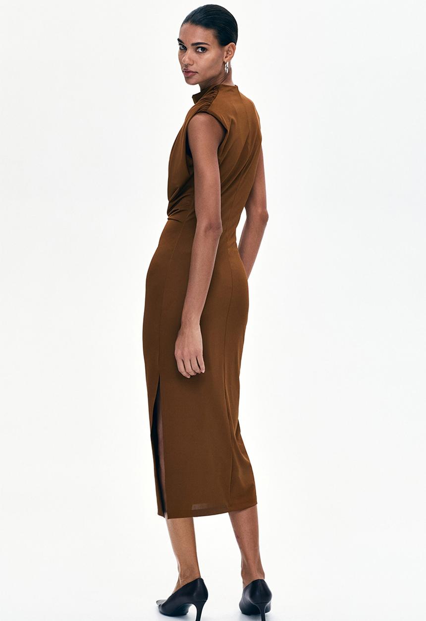 H&M - Draped midi dress - brown