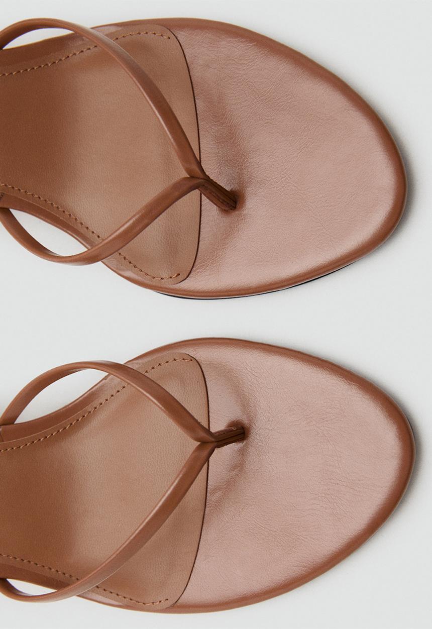MANGO - Sori open toe ankle strap - medium brown