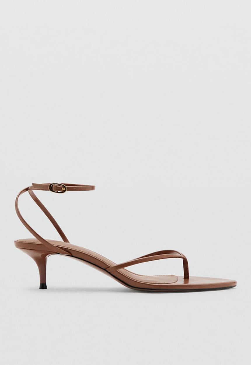 MANGO - Sori open toe ankle strap - medium brown