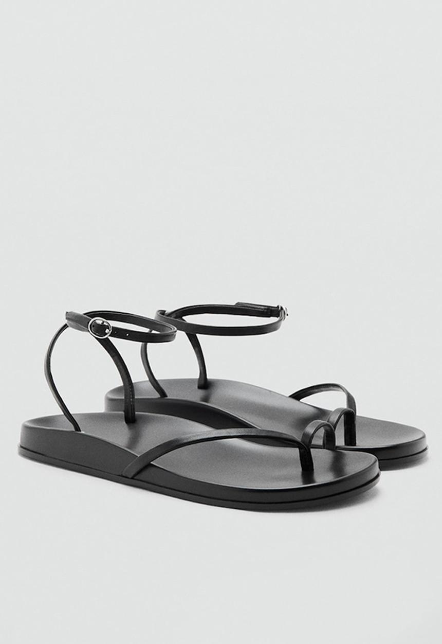 MANGO - Ellen toe post ankle strap - black