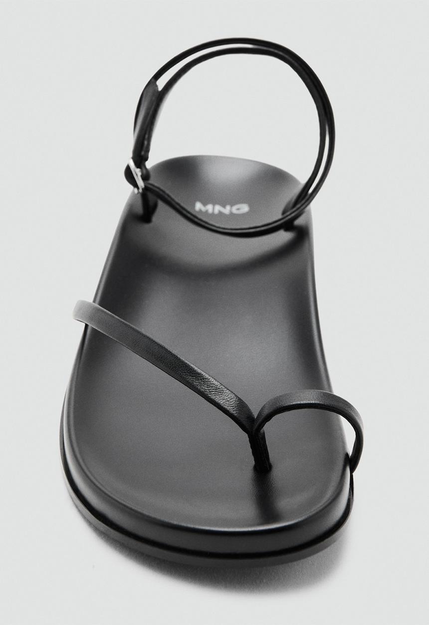 MANGO - Ellen toe post ankle strap - black