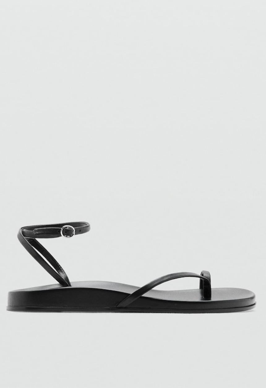 MANGO - Ellen toe post ankle strap - black