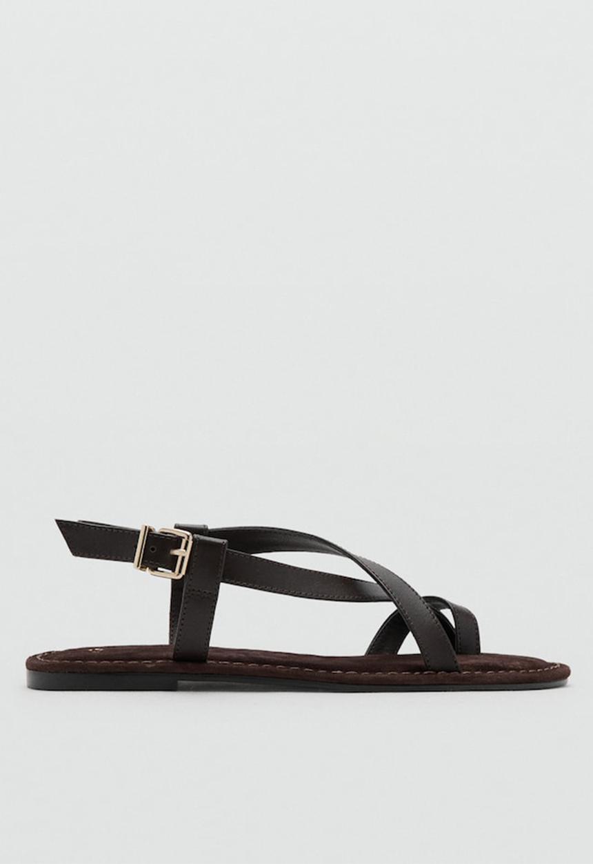MANGO - Enne toe post slingback - dark brown