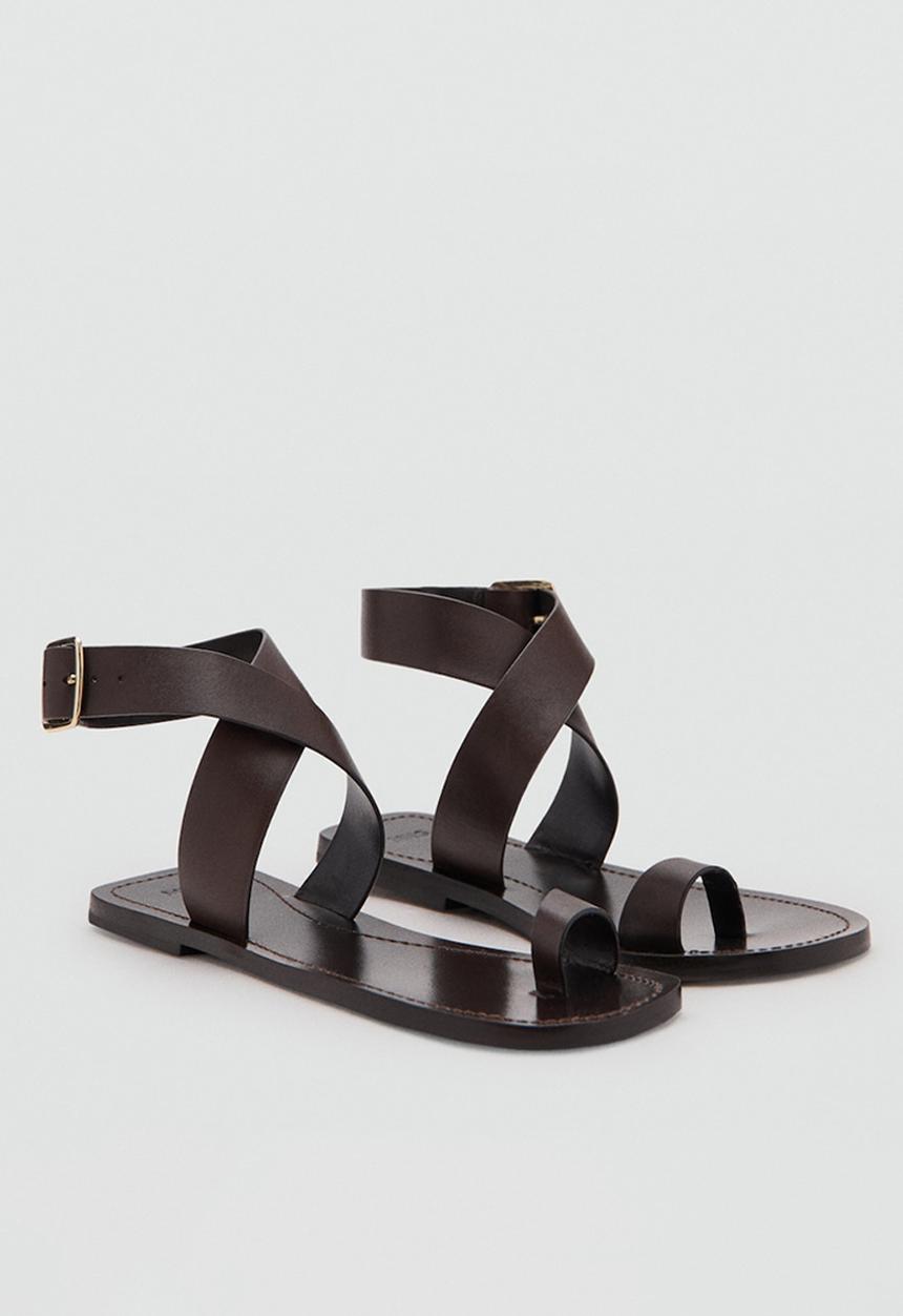 MANGO - Brigui toe post ankle strap - dark brown