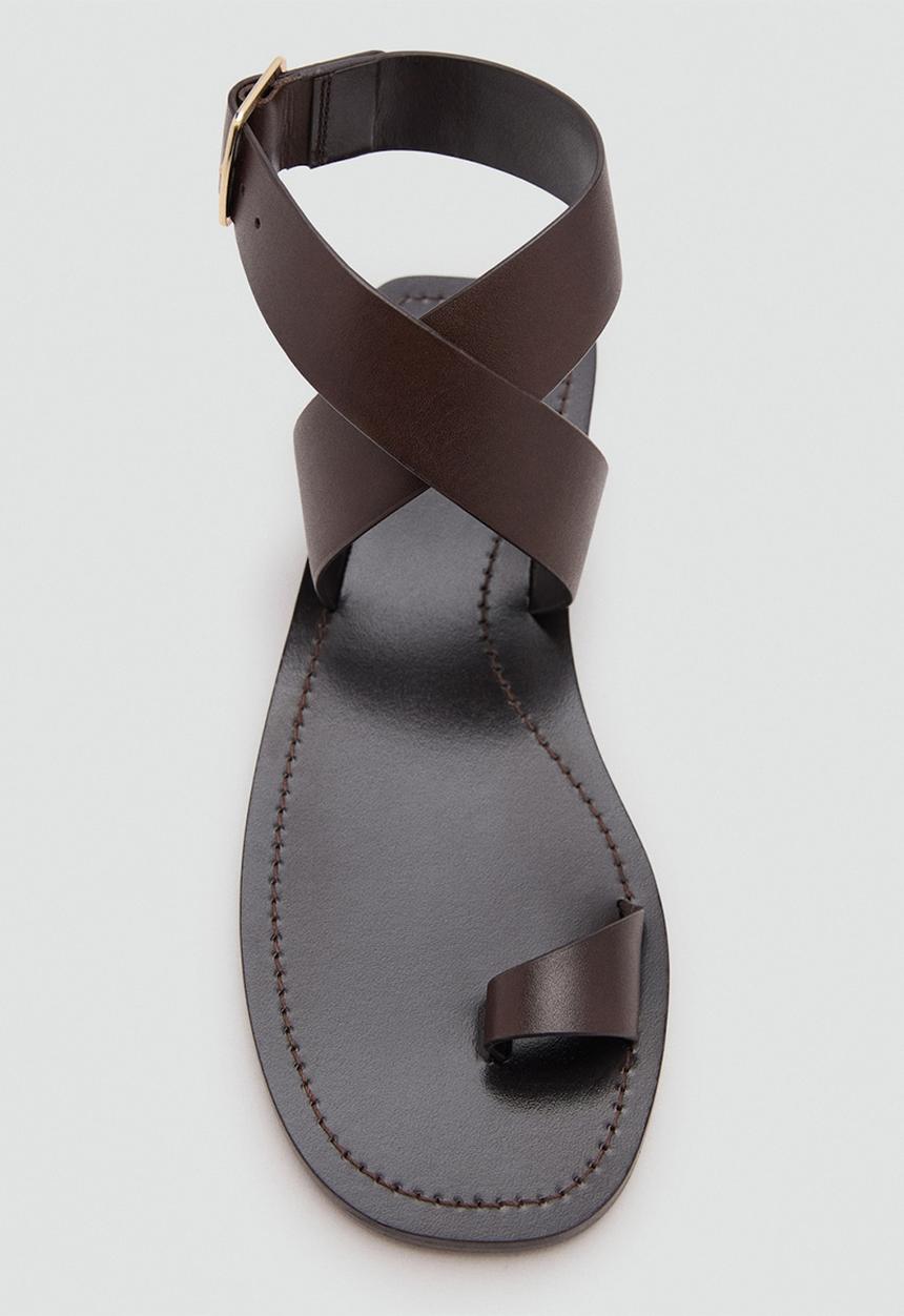 MANGO - Brigui toe post ankle strap - dark brown
