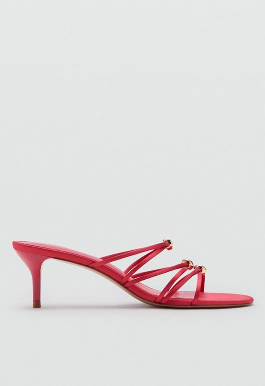 MANGO - Tri open toe mule - red