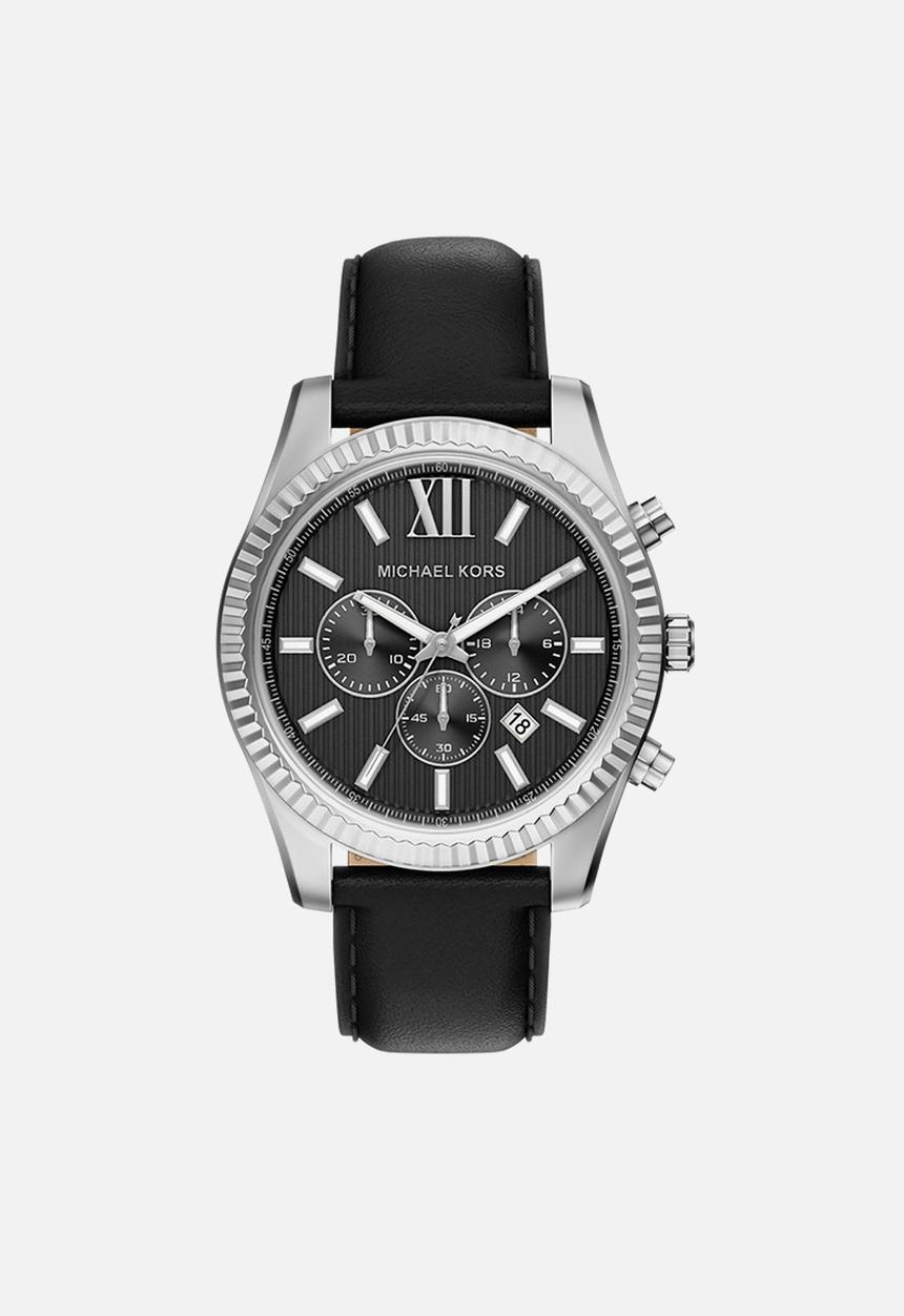 Michael Kors - Lexington Leather Chronograph Watch MK9256  - Black/Silver