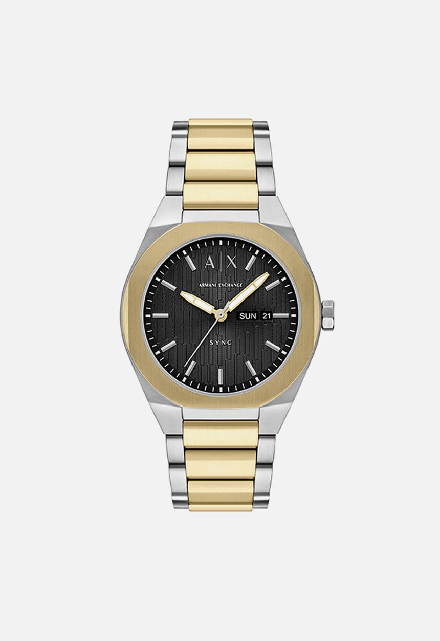 Armani Exchange - Armani Exchange  AX4298 Sync Three-Hand Day-Date  2-Tone Watch - Gold/Silver