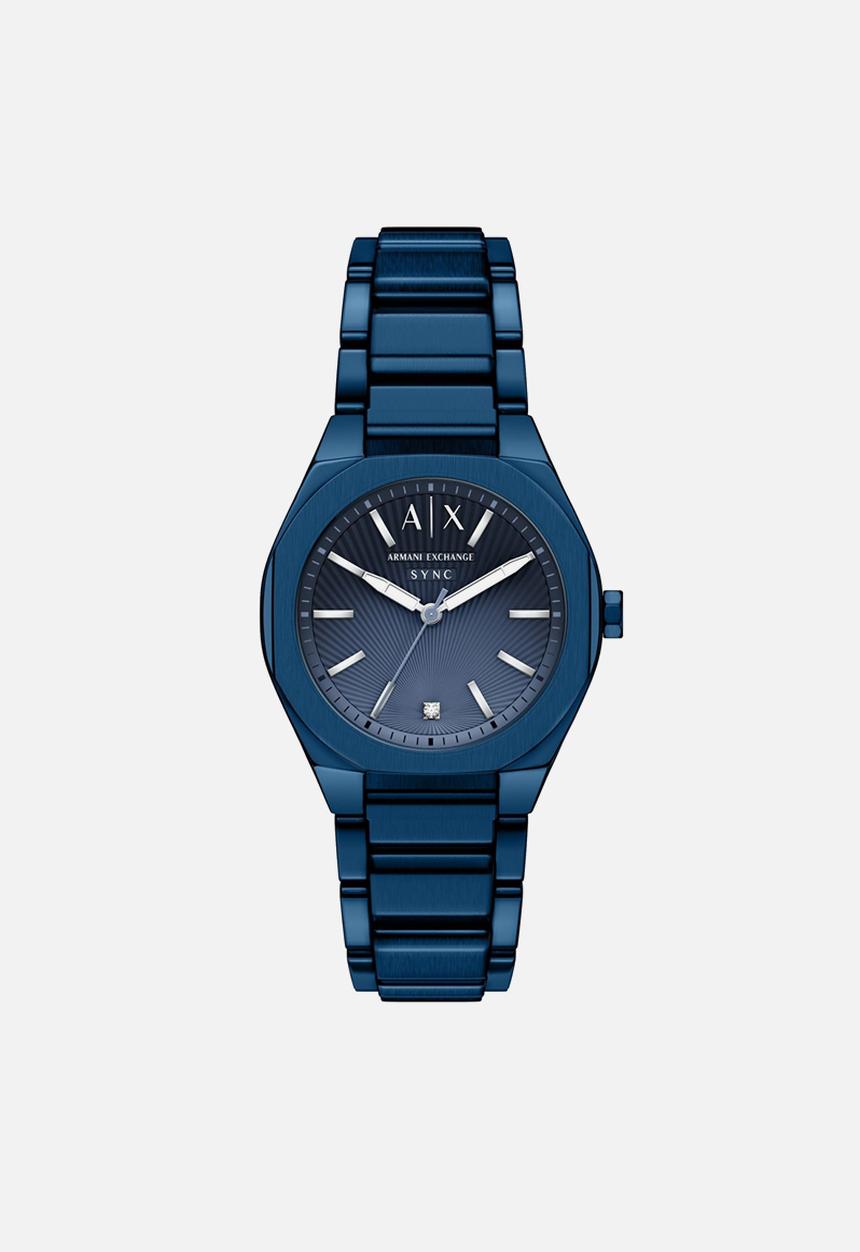Armani Exchange - Armani Exchange AX6032 Sync Three-Hand Day-Date Watch - Blue