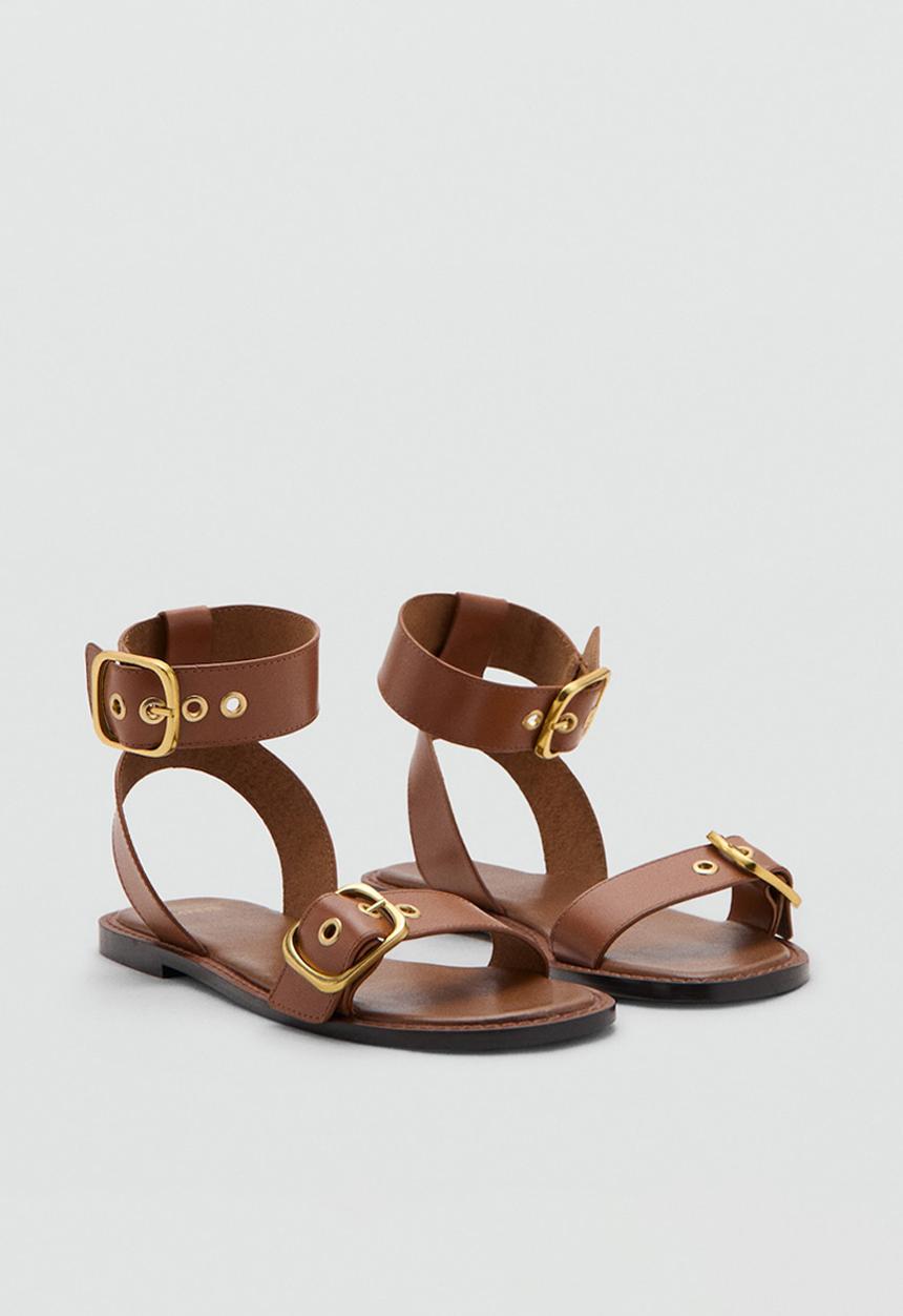 MANGO - Agnes ankle strap - medium brown