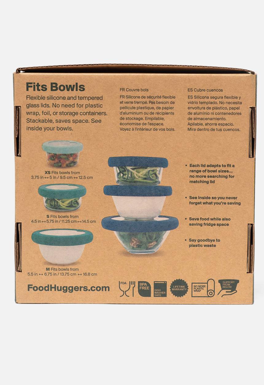 Foodhuggers - Food Huggers Adjustable Silicone and Glass Lids Set of 3 - Gradual Green