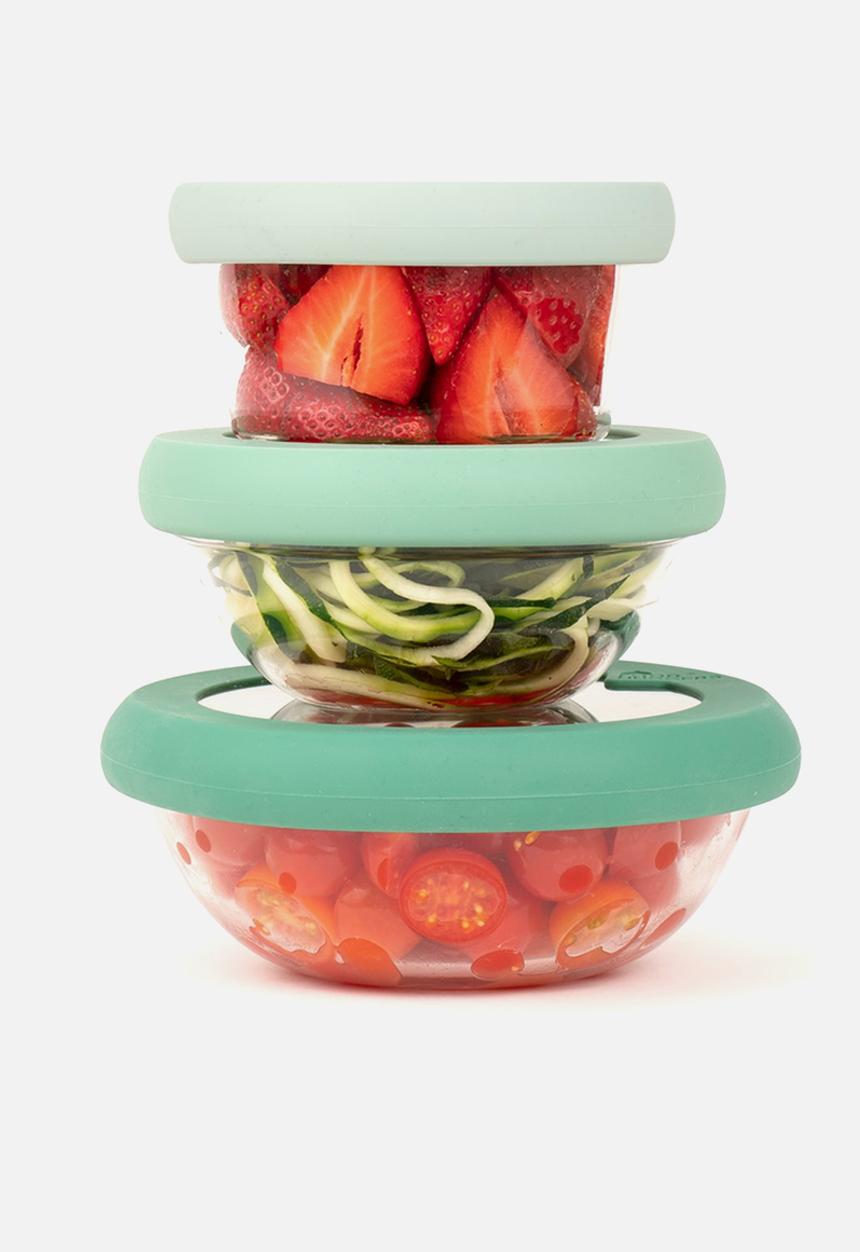 Foodhuggers - Food Huggers Adjustable Silicone and Glass Lids Set of 3 - Gradual Green