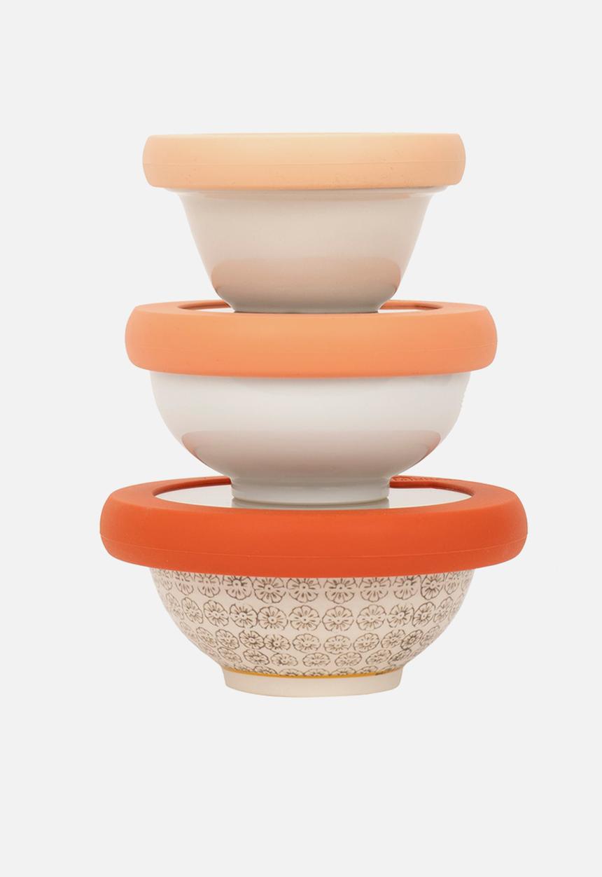 Foodhuggers - Food Huggers Adjustable Silicone and Glass Lids Set of 3 - Terra Cotta