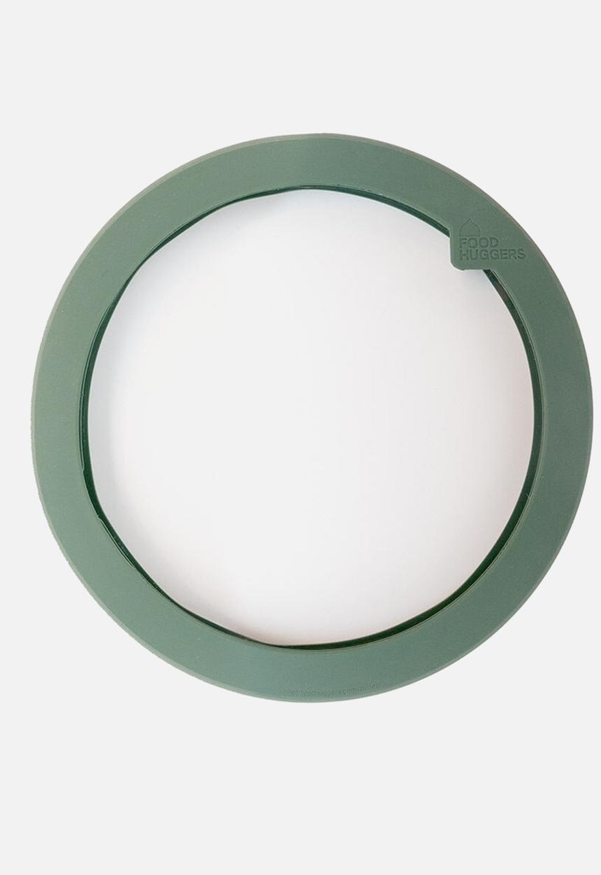 Foodhuggers - Food Huggers Extra Large Adjustable Silicone and Glass Lid 20.9 - 23.5cm - Gradual Green