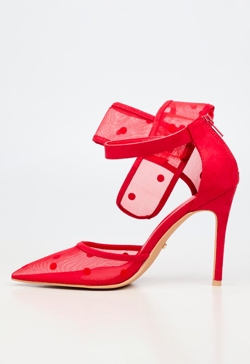 Miss Black - Dott 1 closed toe ankle strap - red
