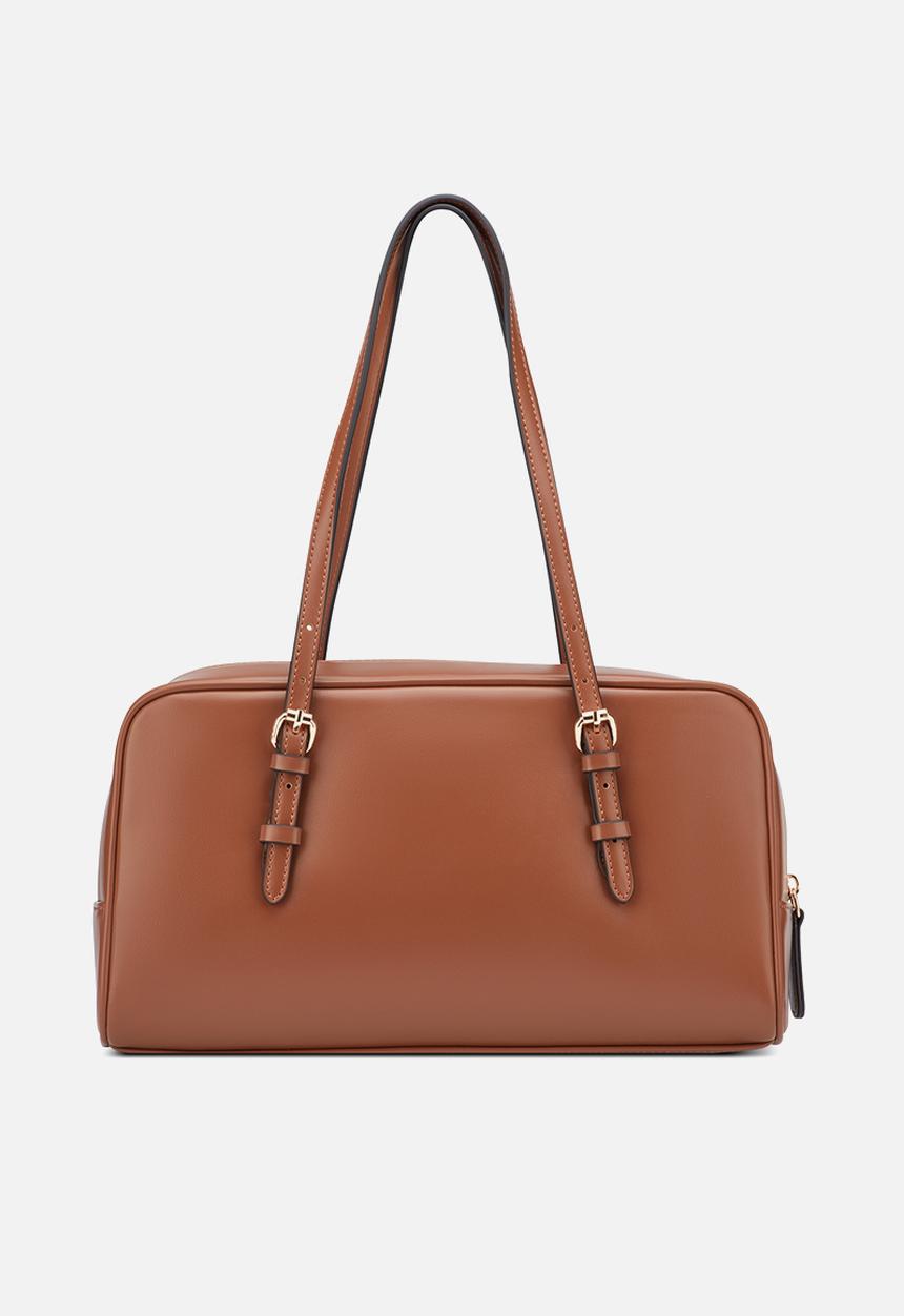 GUESS - Justina Shoulder Satchel Bag- Cognac