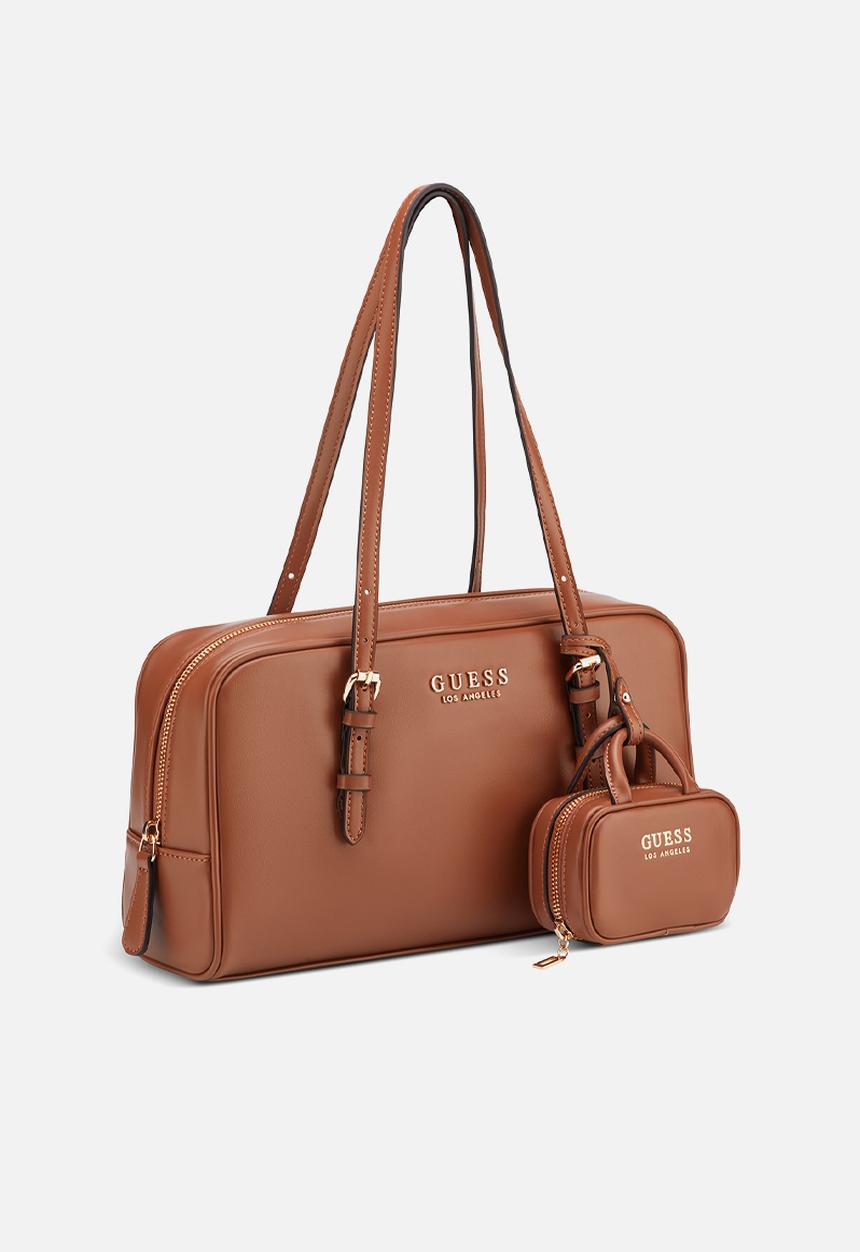 GUESS - Justina Shoulder Satchel Bag- Cognac