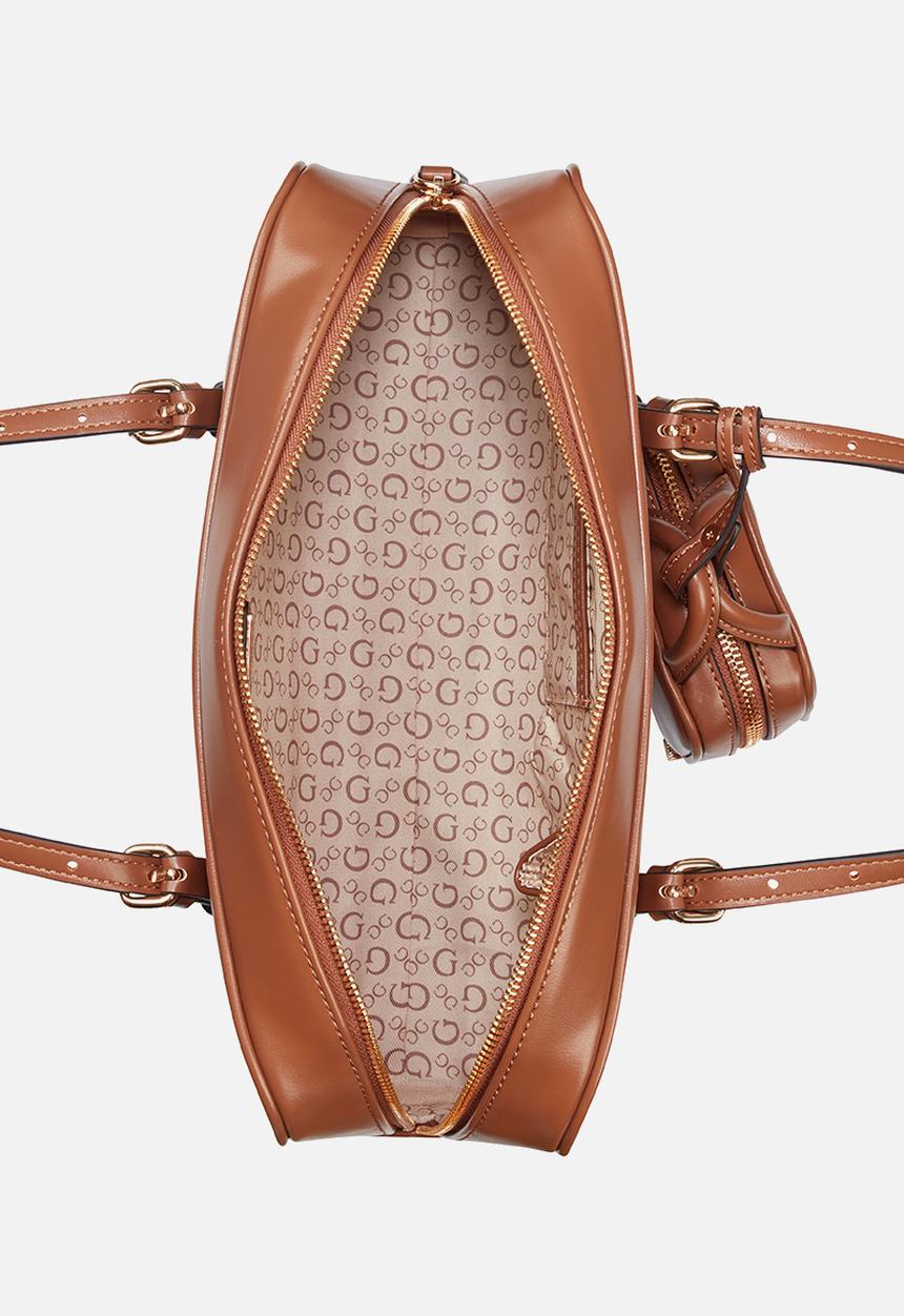 GUESS - Justina Shoulder Satchel Bag- Cognac