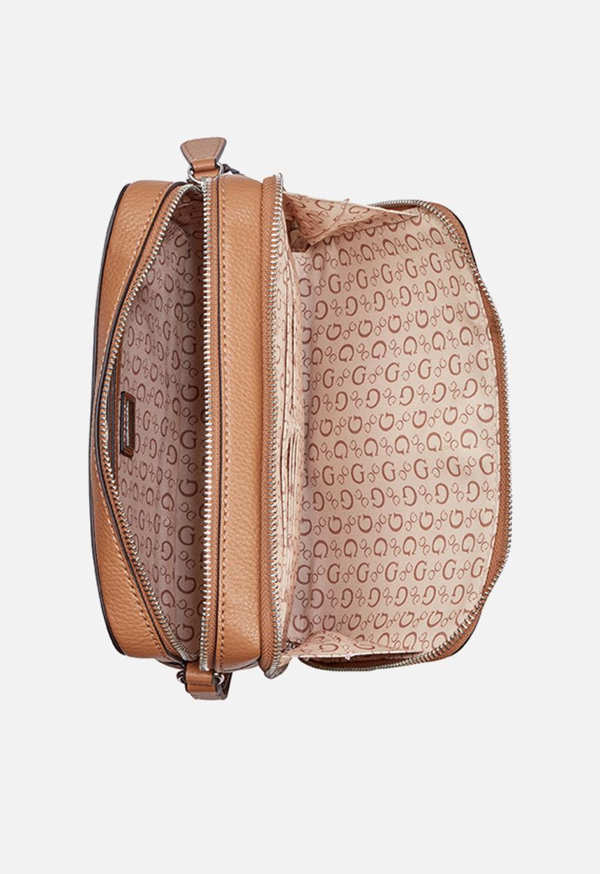 GUESS - Lisa Mini Double Zip Crossbody Bag- Saddle Tan