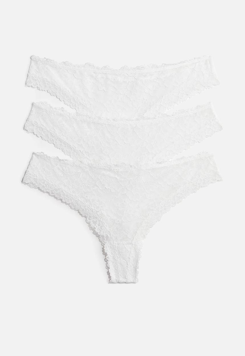H&M - 3-Pack lace brazilian briefs - white