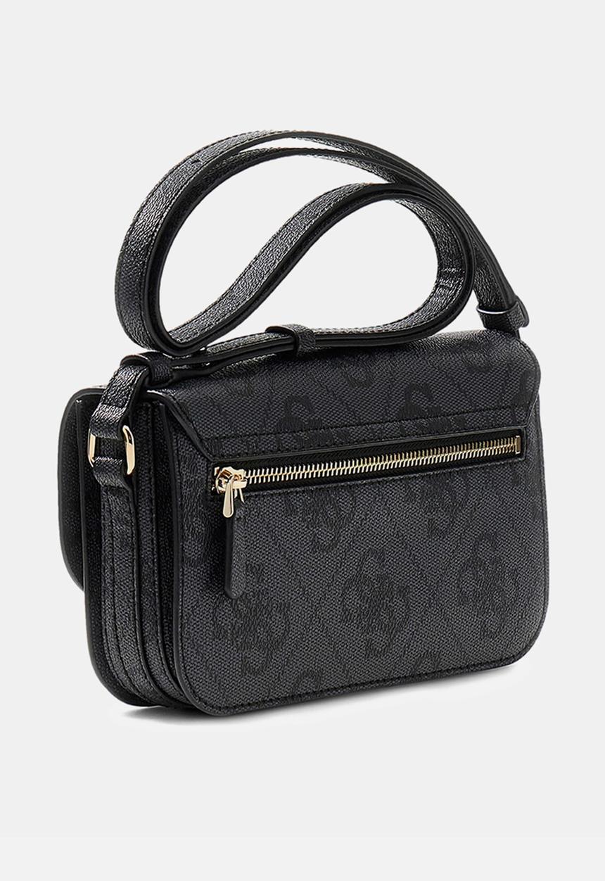 GUESS - Janie Logo Convertible Crossbody Flap Bag-Coal Logo